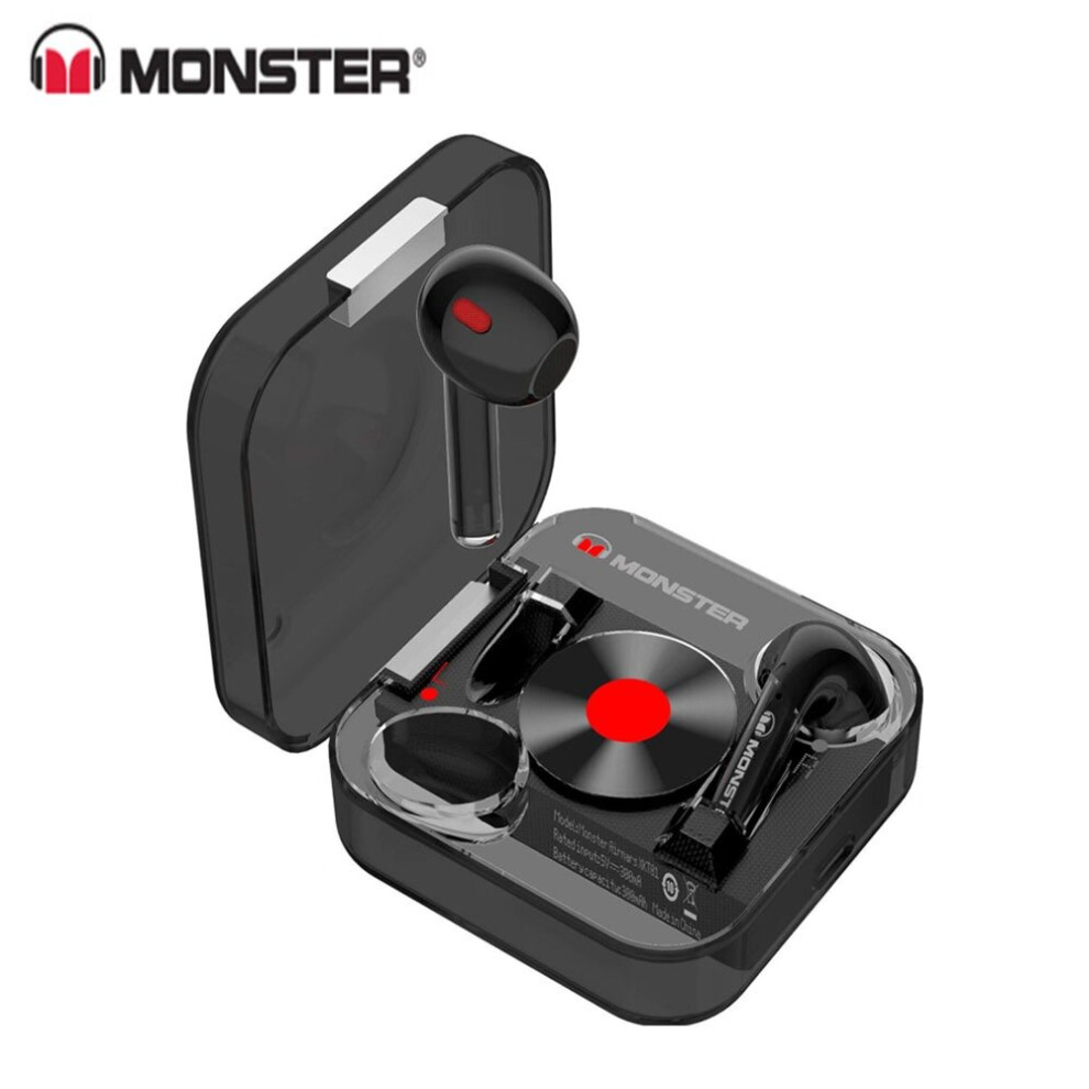 (A- Black) Original Monster Xkt01 Wireless Bluetooth 5.2 Earphone Tws Hifi Music Wireless Headphones With Mic 300Mah Stereo In-Ear Earphone Dark/Black 4851204939124