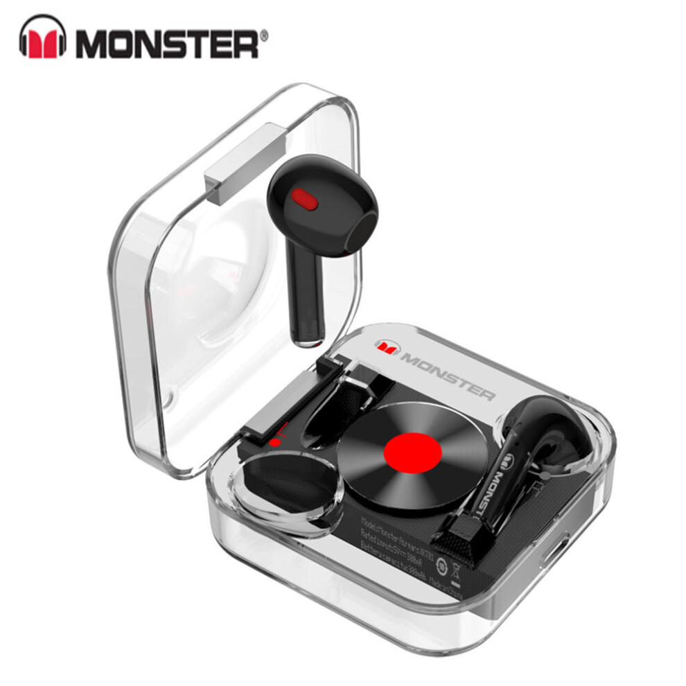 (A-) Original Monster Xkt01 Wireless Bluetooth 5.2 Earphone Tws Hifi Music Wireless Headphones With Mic 300Mah Stereo In-Ear Earphone Black 4851204939094