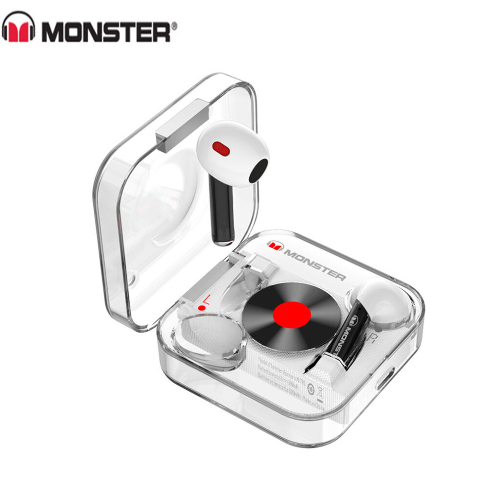 (A-) Original Monster Xkt01 Wireless Bluetooth 5.2 Earphone Tws Hifi Music Wireless Headphones With Mic 300Mah Stereo In-Ear Earphone White 4851204939131