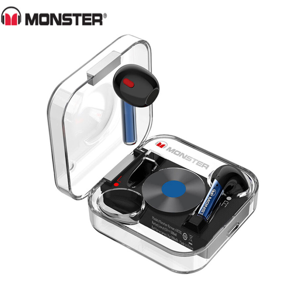 (A-) Original Monster Xkt01 Wireless Tooth 5.2 Earphone Tws Hifi Music Wireless Headphones With Mic 300Mah Stereo In-Ear Earphone Blue 4851204939117