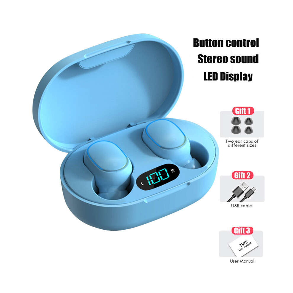 (A-E7s ) E7s Wireless In Ear Headphones Tws Tooth-Compatible Stereo Sports Earphone Earbuds Noice Cancelling Mic For Iphone Xiaomi Blue 4851204989235