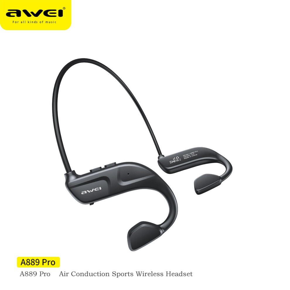 (A-) Awei A889 Pro Air Conduction Wireless Headphones Sport Earphone Fone Bluetooth Earbuds For Running Handsfree Headset With Mic Black 4851204999906