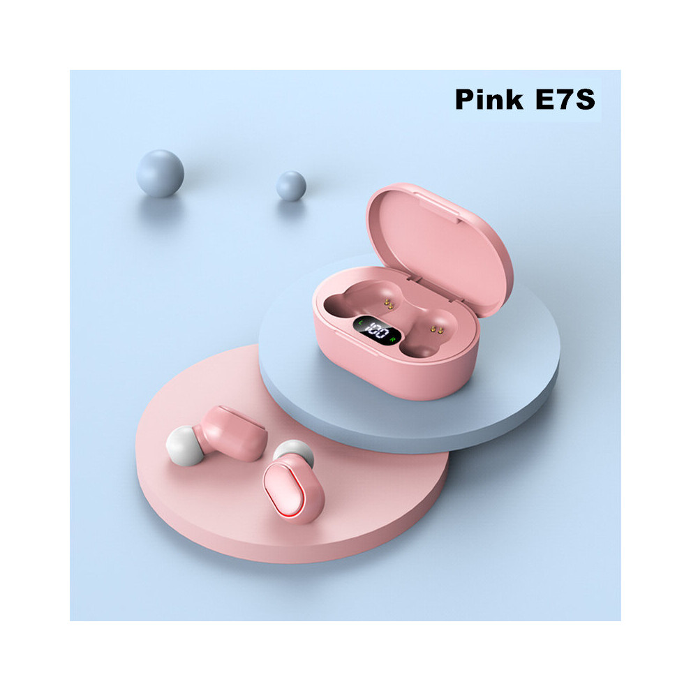 (A-E7s ) Tws Bluetooth 5.0 Earphone Wireless Headsets With Mic Noise Isolation Earbuds For Xiaomi Redmi Iphone Samsung Huawei Phones Pink 4851205015261
