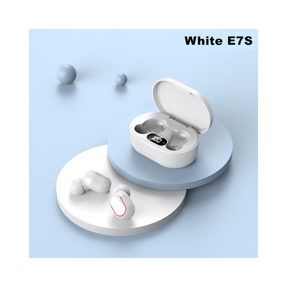 (A-E7s ) Tws Bluetooth 5.0 Earphone Wireless Headsets With Mic Noise Isolation Earbuds For Xiaomi Redmi Iphone Samsung Huawei Phones White 4851205015278