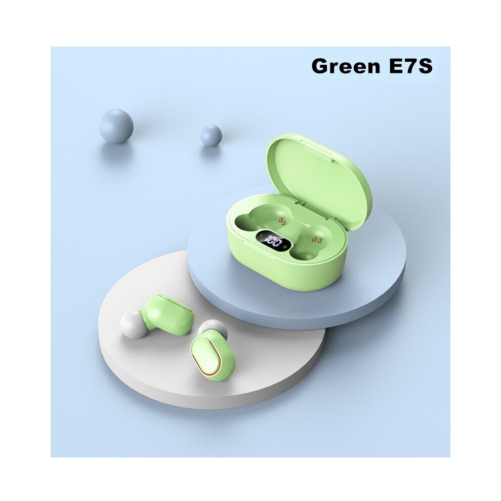 (A-E7s ) Tws Bluetooth 5.0 Earphone Wireless Headsets With Mic Noise Isolation Earbuds For Xiaomi Redmi Iphone Samsung Huawei Phones Green 4851205015254