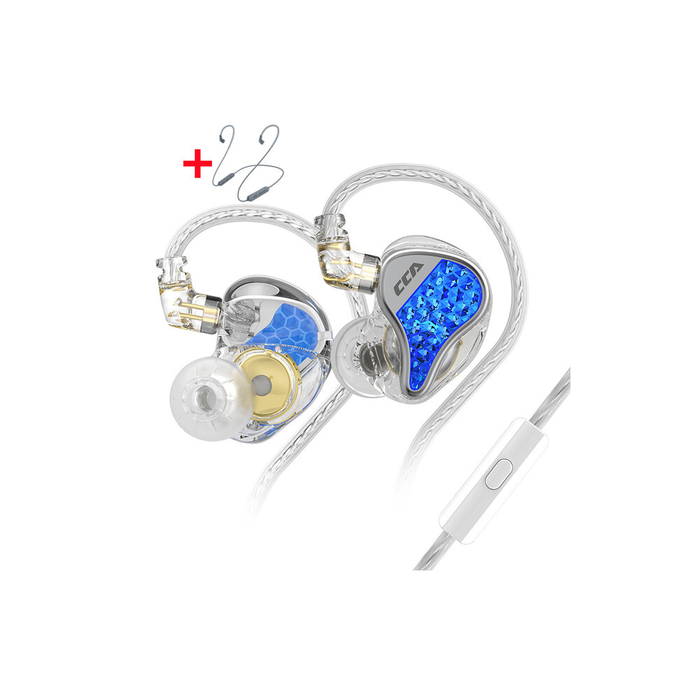 (A-Bt With Mic) Cca Lyra Headphone Wired Hifi Stereo Bass Music In Ear Earbuds Sport Phone Headset Noice Cancelling Earphone With Microphone Blue 4851205027011