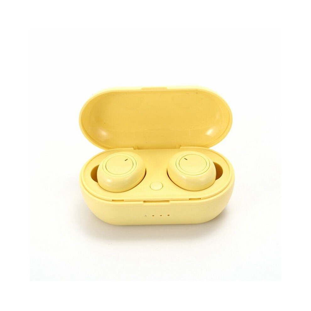 (A-Y50-) New Tws Bluetooth Earphone 5.0 Wireless Headset Ipx6 Waterproof Deep Bass Earbuds True Wireless Stereo Headphone Sport Earphones Yellow 4851204961958