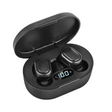 (a-E7S-BLACK) E7S TWS Wireless Earphones Bluetooth Headphones Noise Cancelling Waterproof LED Display Screen In-ear Headset 3D Stereo Earbuds