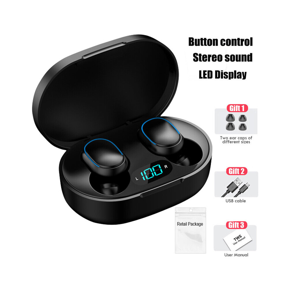 (A-E7s) Pro6 Tws E7s Wireless Headphones Bluetooth Earphones Pro4 Headsets With Mic Sport Noise Cancelling Mini Earbuds For Xiaomi Redmi Black 4851204877846