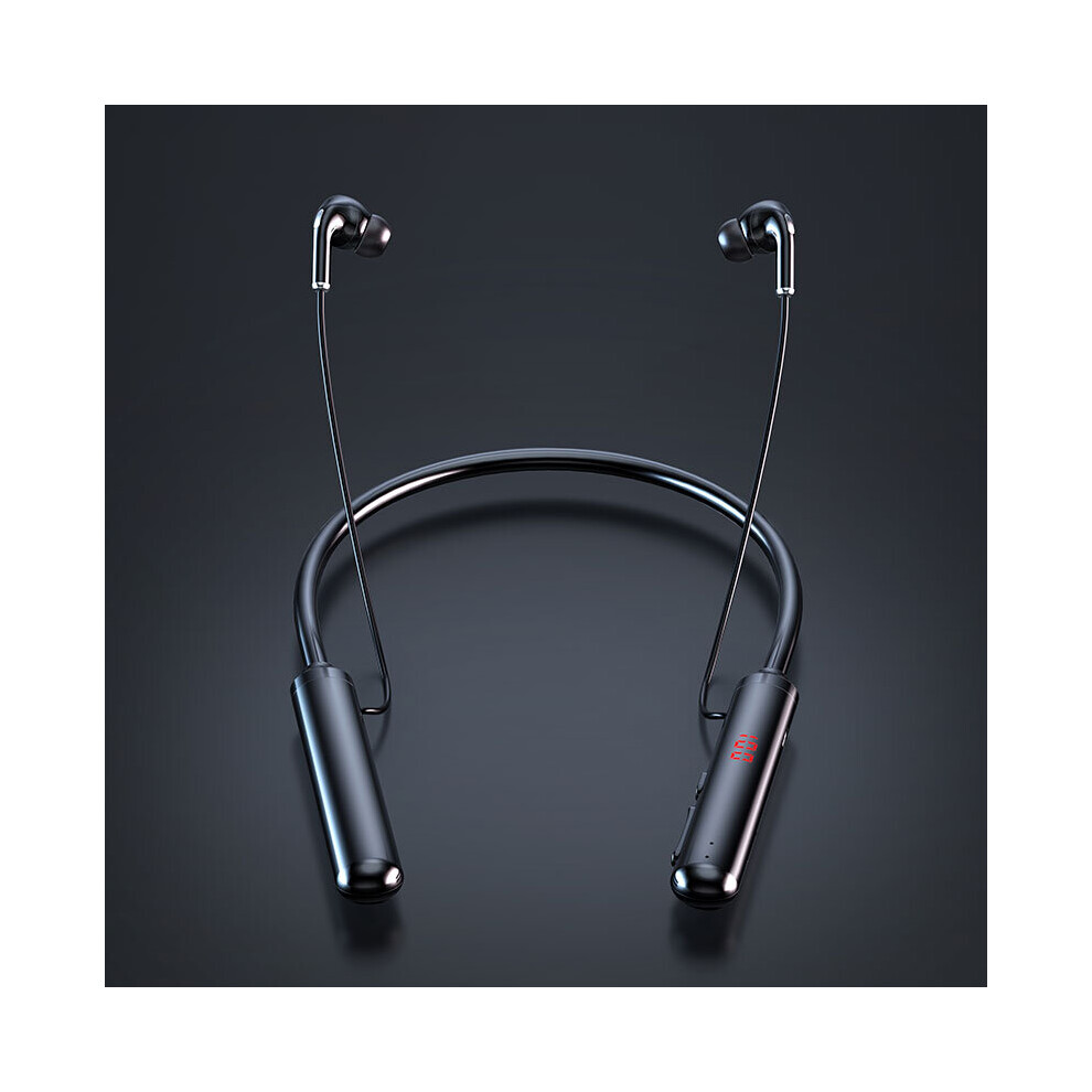 (A-) Eardeco 60 Hours Endurance Bluetooth Headphones Stereo Bass Wireless Headphone Neckband Power Led Display Headset Tf Card Magnet Black 4851204929675