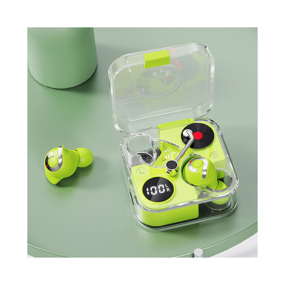 (A-Mint ) Wireless Headphones Stereo Full Transparent Game Headphone Bluetooth Earphone 5.1 Deep Bass Earbuds Hifi Mic Earplugs Motion Green 4851204996042