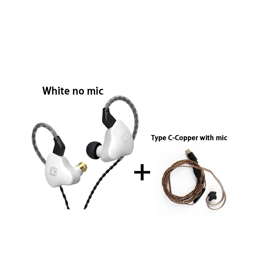 (A-Whi No Mic-Copper) Kbear Ks1 Dual Magnetic Circuit Dynamic Wired Earphone Gaming Headphones In Ear Monitor Music Earbuds Headset Kbear Ks1 Ks2 Iems 4851204905075