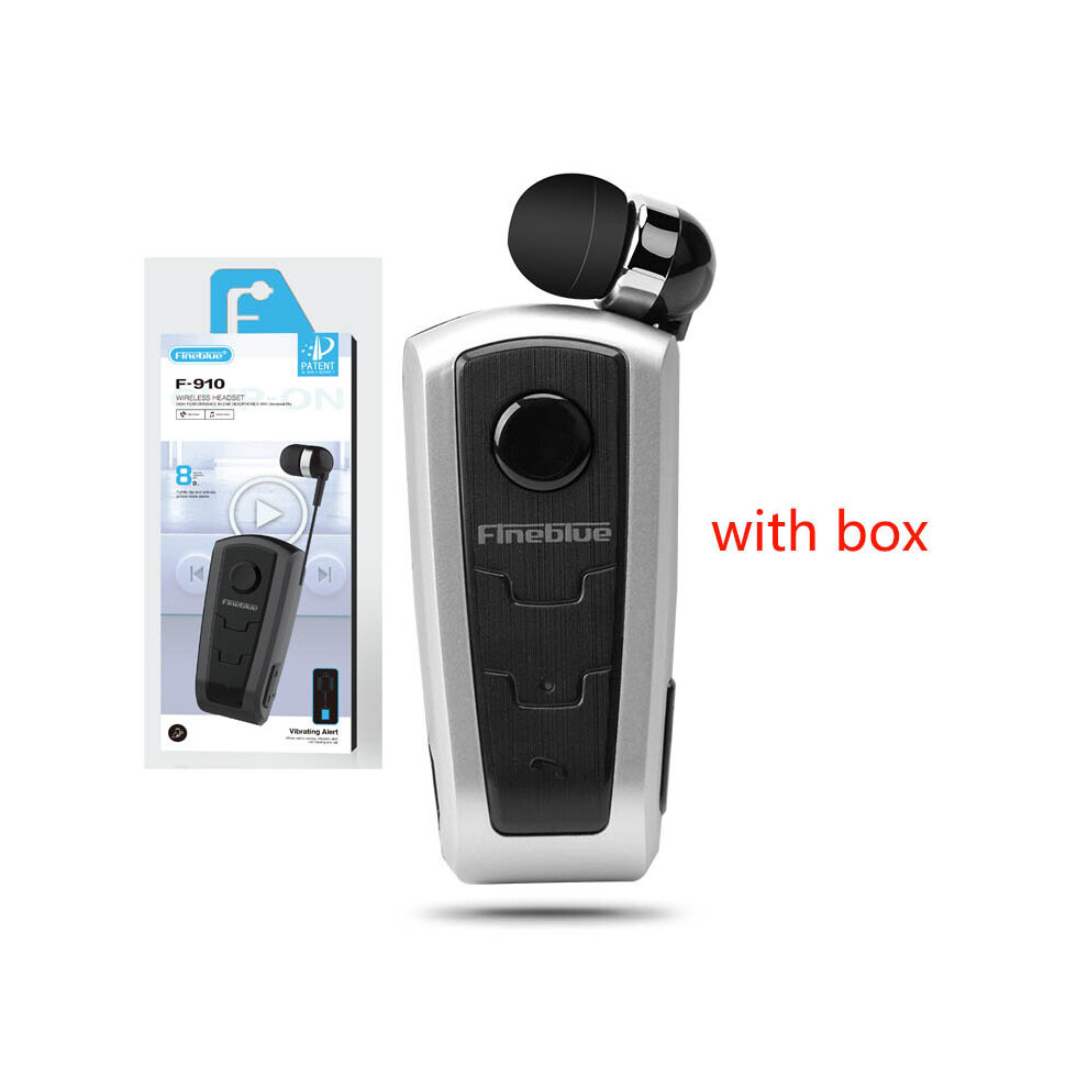 (A-F910-S-Box) Fineblue F910 Wireless Earphone Bluetooth Headset Ears With Wire Clip Earphones Handsfree Call Vibration Retractable Earbuds 4851205056202