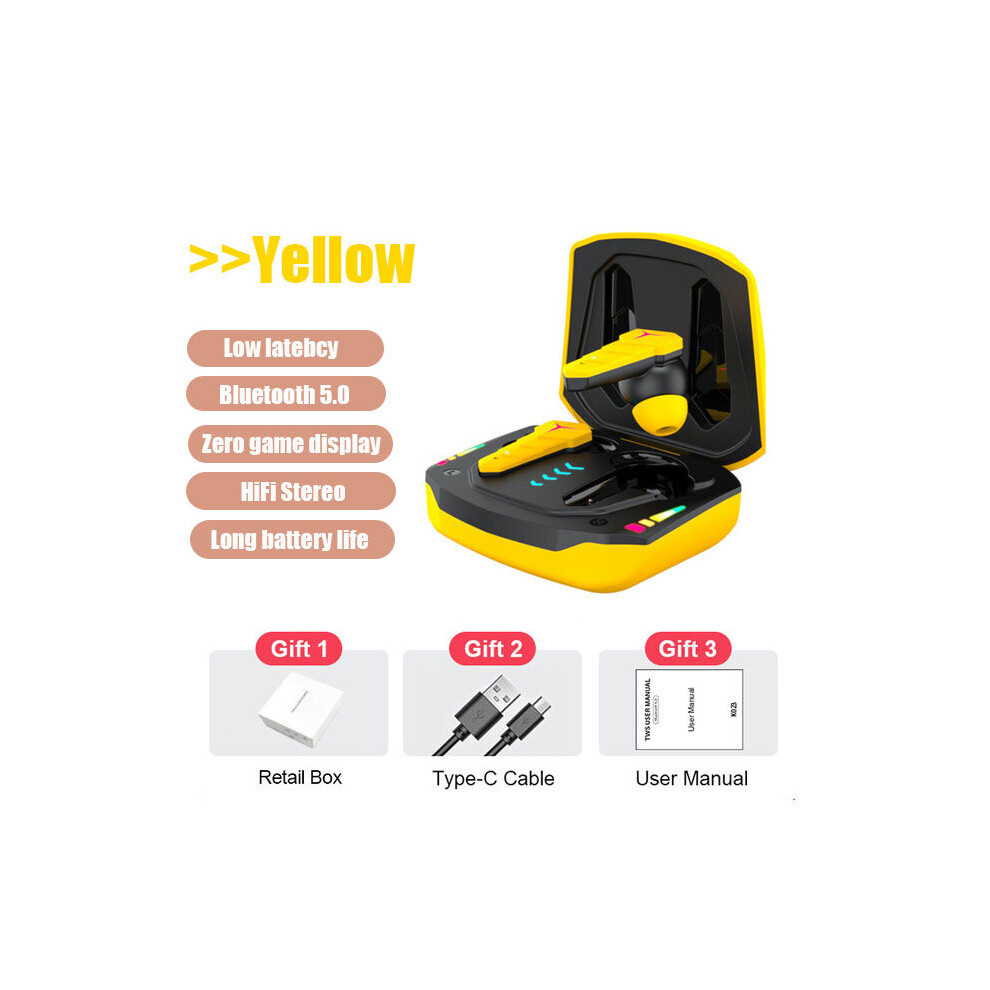 (A-G003 ) Kingstar Gaming Earphones With Mic Bluetooth Headphones Low Latency Tws Gaming Earbuds Wireless Headset Gamer For Pubg Stereo Yellow 4851205006214