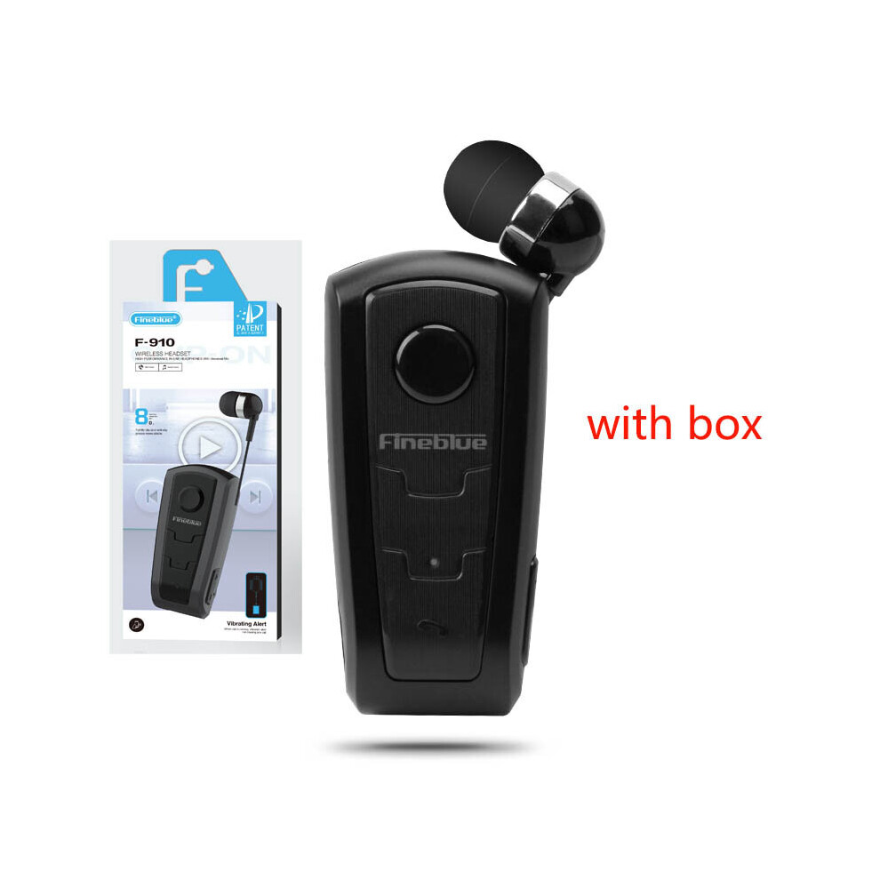 (A-F910-Db-Box) Fineblue F910 Wireless Earphone Bluetooth Headset Ears With Wire Clip Earphones Handsfree Call Vibration Retractable Earbuds 4851205056165