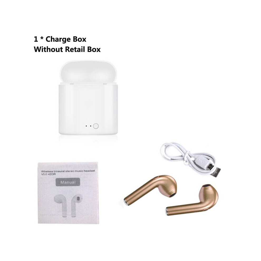 (A-Charge Box Set ) Afit I7s Tws Bluetooth Earphones Wireless Earbuds With Charging Box I7 Sport Handsfree In-Ear Cordless Headset For Xiaomi Phon Gold 4851204987293