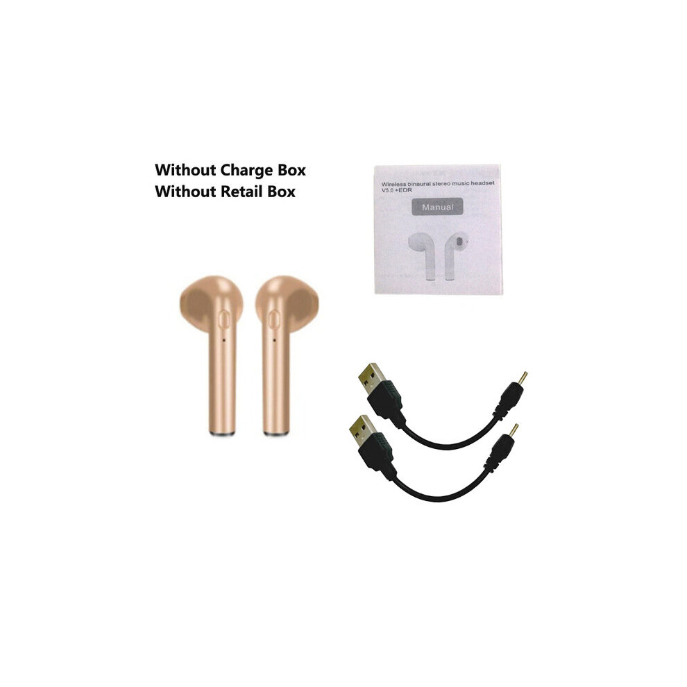 (A-I7 No Box Set ) Afit I7s Tws Bluetooth Earphones Wireless Earbuds With Charging Box I7 Sport Handsfree In-Ear Cordless Headset For Xiaomi Phone Gold 4851204987347