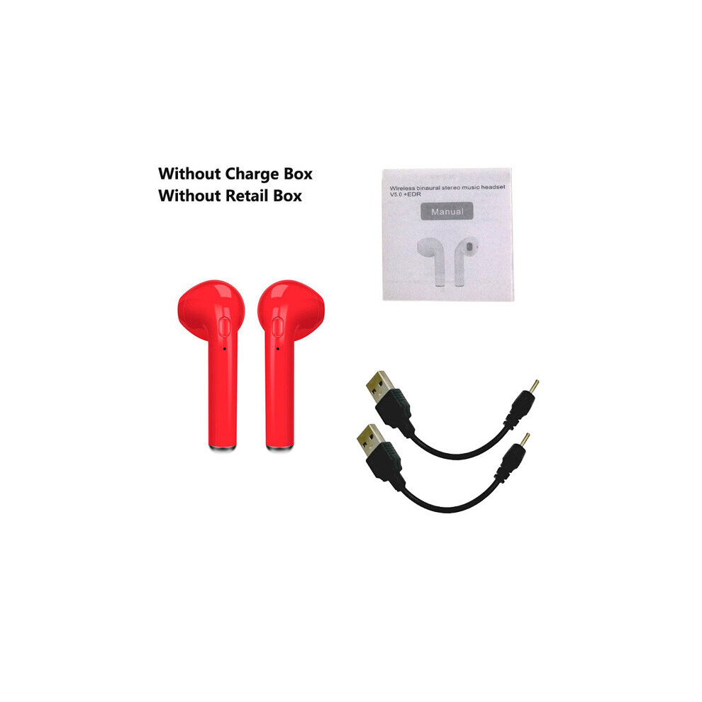 (A-I7 No Box Set ) Afit I7s Tws Bluetooth Earphones Wireless Earbuds With Charging Box I7 Sport Handsfree In-Ear Cordless Headset For Xiaomi Phone Red 4851204987354