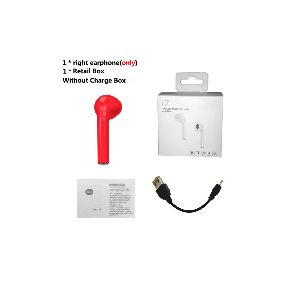 (A-I7 Single 1 Box) Afit I7s Tws Bluetooth Earphones Wireless Earbuds With Charging Box I7 Sport Handsfree In-Ear Cordless Headset For Xiaomi Phon Red 4851204987408