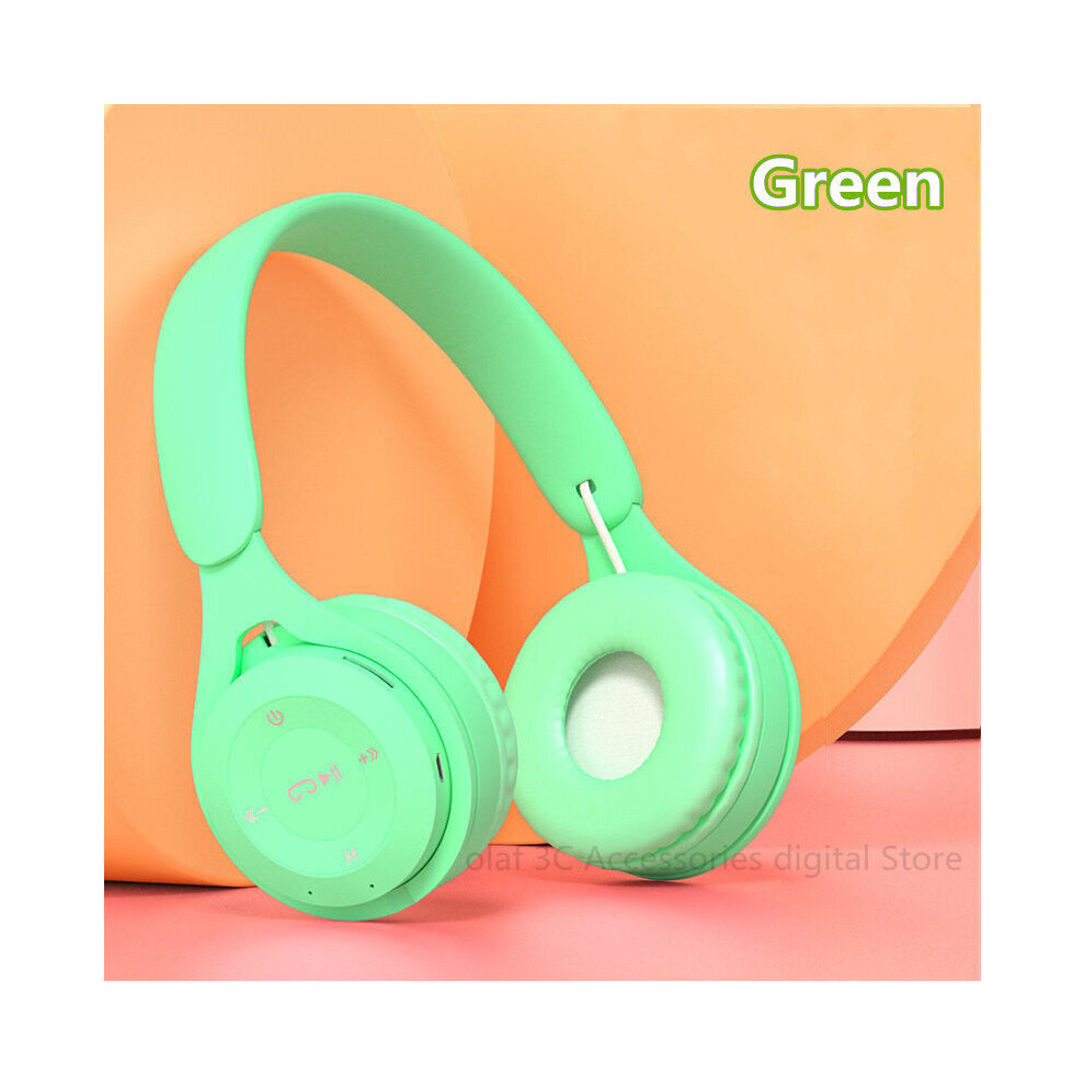 (A-) Olaf Y08 Over Ear Wireless Headphones Bluetooth Earphones With Mic Earbuds Sport Stereo Handfree Headset Gamer Macaron Color Green 4851204983011