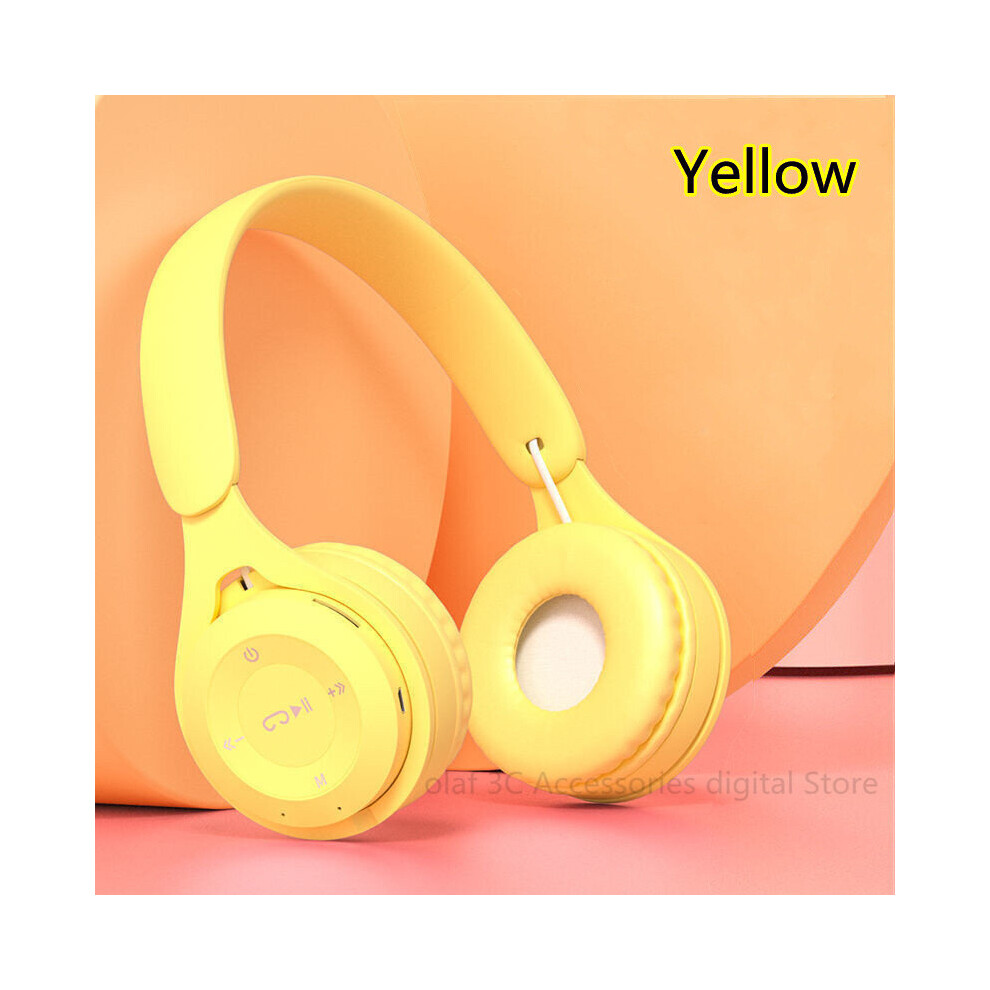 (A-) Olaf Y08 Over Ear Wireless Headphones Bluetooth Earphones With Mic Earbuds Sport Stereo Handfree Headset Gamer Macaron Color Yellow 4851204983042