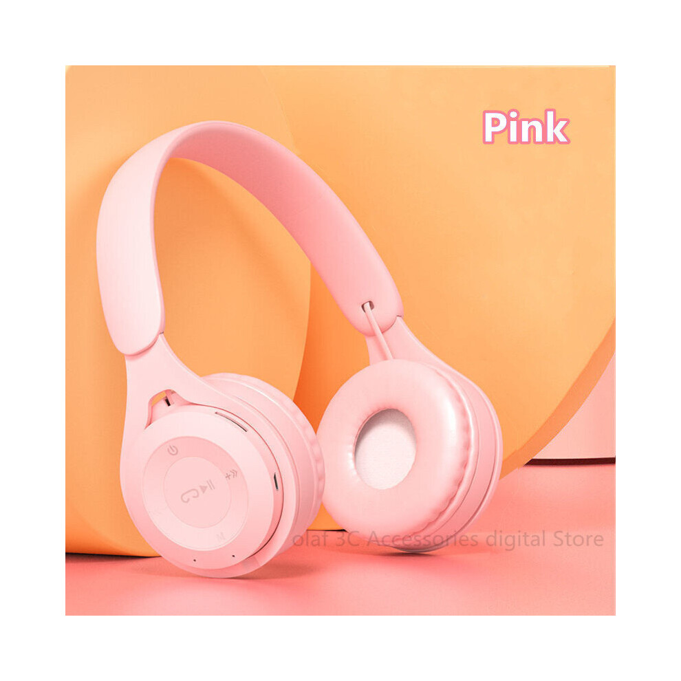 (A-) Olaf Y08 Over Ear Wireless Headphones Bluetooth Earphones With Mic Earbuds Sport Stereo Handfree Headset Gamer Macaron Color Pink 4851204983028