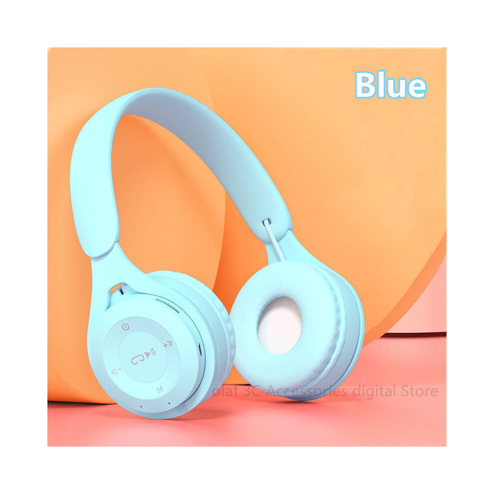 (A-) Olaf Y08 Over Ear Wireless Headphones Tooth Earphones With Mic Earbuds Sport Stereo Handfree Headset Gamer Macaron Color Blue 4851204983004