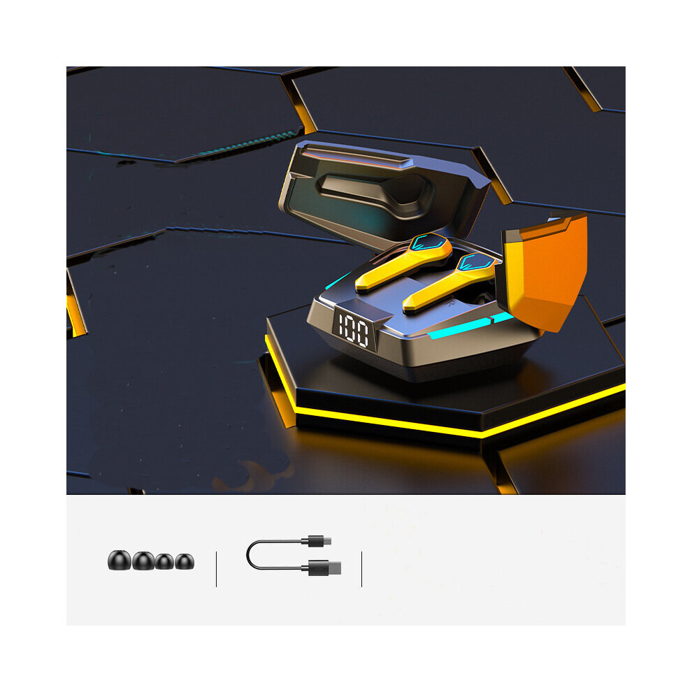 (A-) Gaming Headphone Tws Wireless Bluetooth 5.3 Stereo Noise Reduction Earphones Sport Headsets Waterproof Music Earbud With Mic Yellow 4851204940991