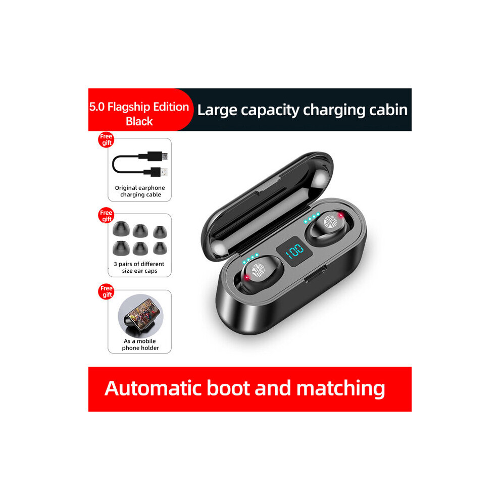 (A-) Bluetooth V5.0 Earphone Wireless Earphones Stereo Sport Wireless Headphones Earbuds Headset 2000 Mah Power For Iphone Xiaomi Black 4851205046173