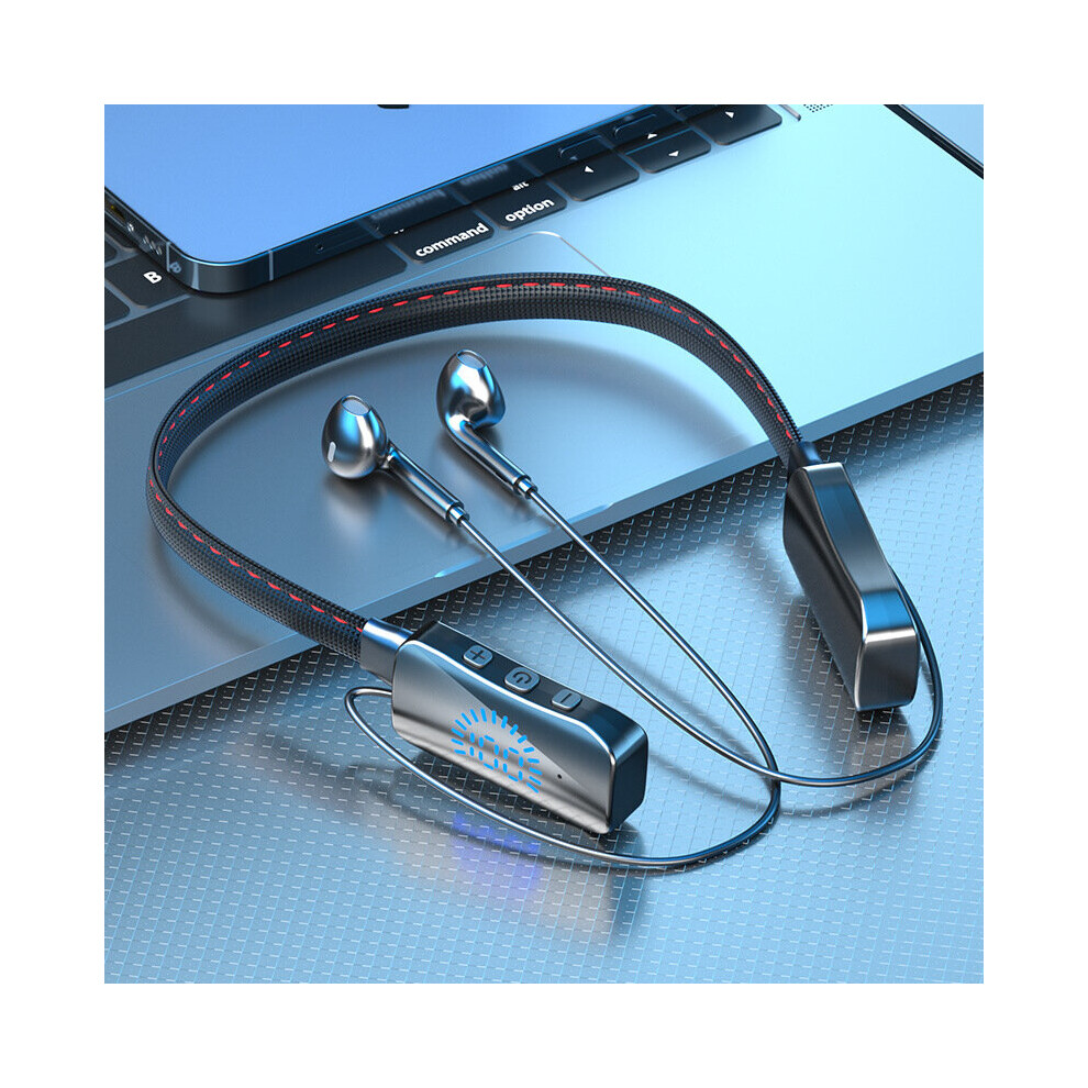 (A-) 60 Hours Playback Bluetooth 5.2 Earphones Wireless Earbuds In-Ear Waterproof Sports Headphones Led Display Neckband Headset Black 4851204976822