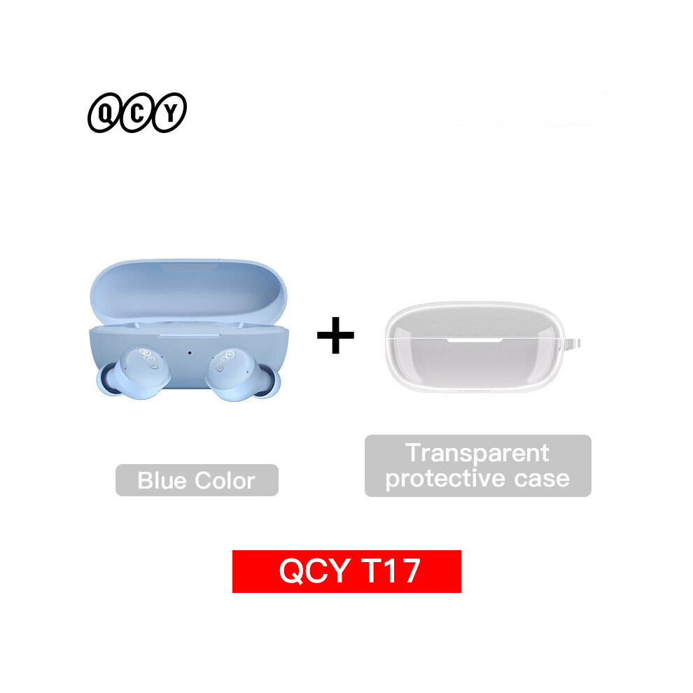 (A-T17 With Case) New Qcy Tooth Earbuds 5.1 Wireless Tws Earphone Touch Control Earbuds Low Latency Mode Enc Earbud Long Standby 26H T17 Blu Blue 4851204891347
