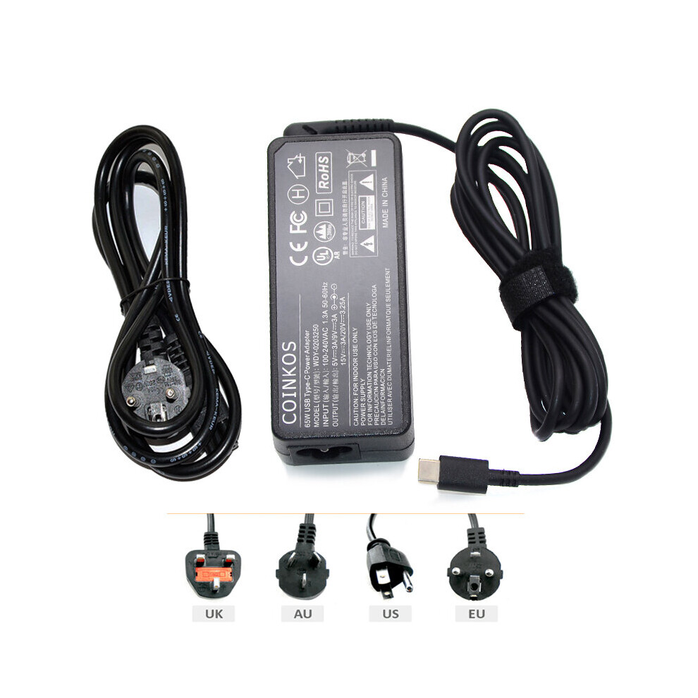 (A-Adapter And Cable) 65W (Compatible To 45W) Usb Type-C Ac Laptop Power Adapter Charger Cord For Acer Chromebook 514 Cb514-1H Cb514-1Ht 4855672968556
