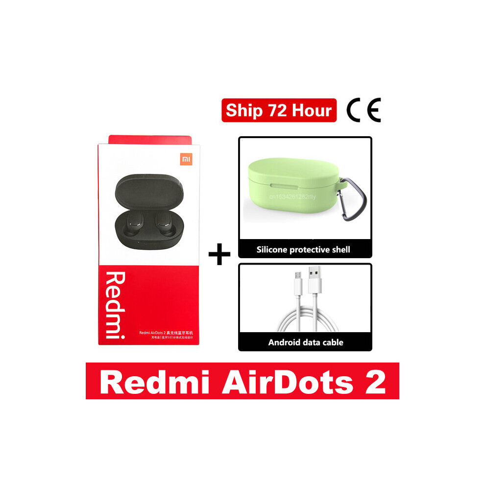 (A-Add Cable Case ) Origina Xiaomi Redmi Airdots 2 In Ear Bluetooth 5.0 Wireless Earphones With Mic Handsfree Earbuds Ai Control Airdots Pro 2S 2 Green 4851205006061