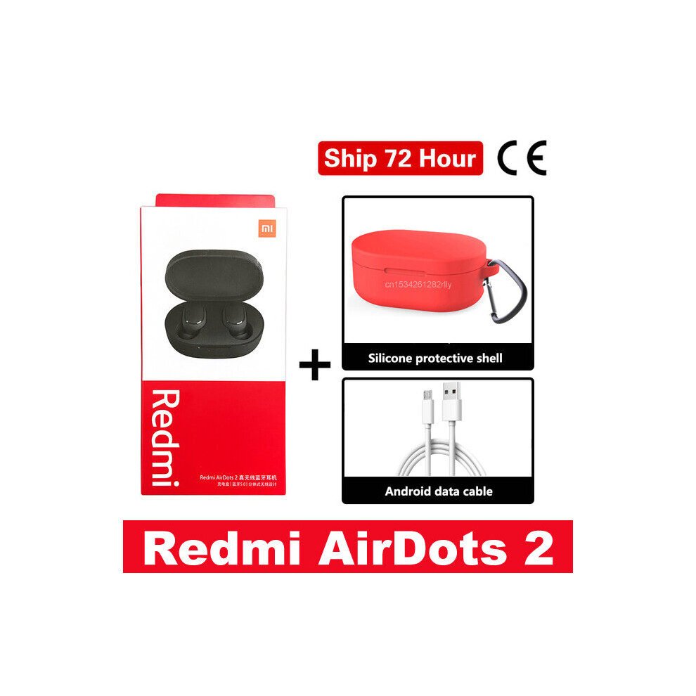 (A-Add Cable Case ) Origina Xiaomi Mi Airdots 2 In Ear Bluetooth 5.0 Wireless Earphones With Mic Handsfree Earbuds Ai Control Airdots Pro 2S 2 S Red 4851205006078