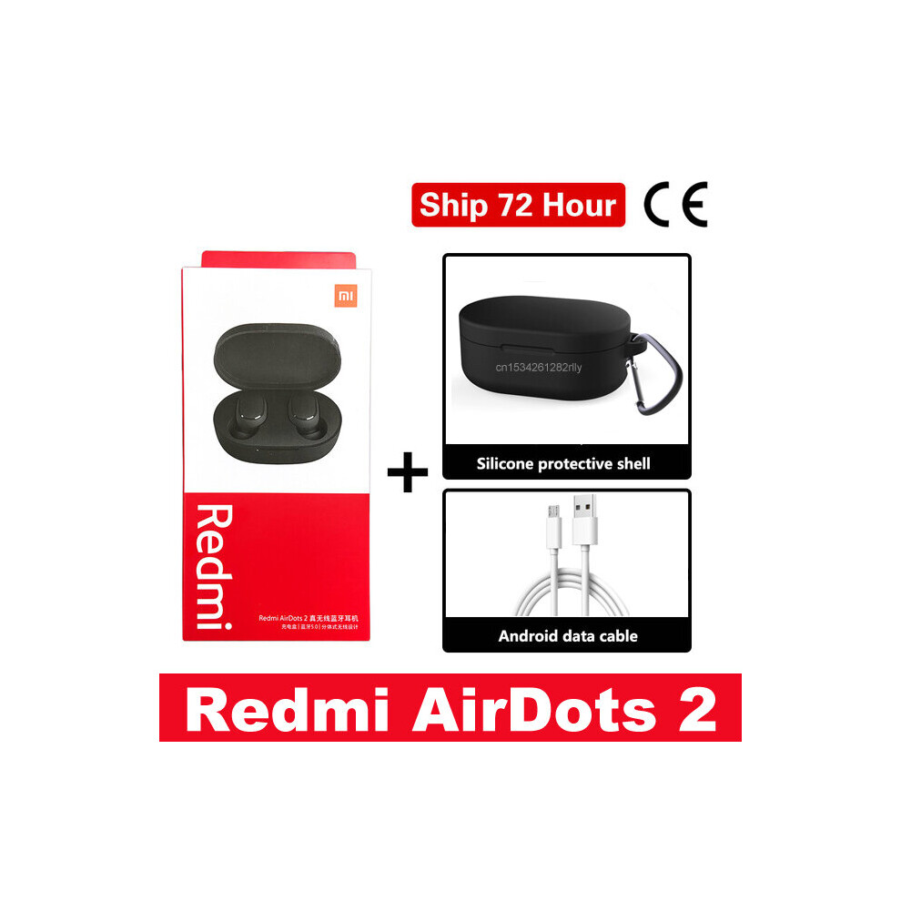 (A-Add Cable Case ) Origina Xiaomi Redmi Airdots 2 In Ear Bluetooth 5.0 Wireless Earphones With Mic Handsfree Earbuds Ai Control Airdots Pro 2S 2 Black 4851205006054