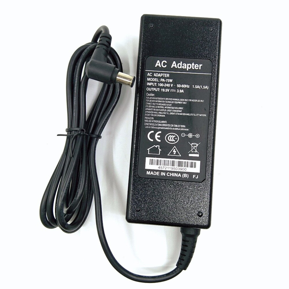 (A-) 75W 19.5V 3.9A 6.5*4.4Mm Laptop Ac Power Supply Adapter For Sony Vgp-Ac19v33 V37 Vgp-Ac19v27 Vgn-Nr430e Sr290j Notebook Black 4855672997921