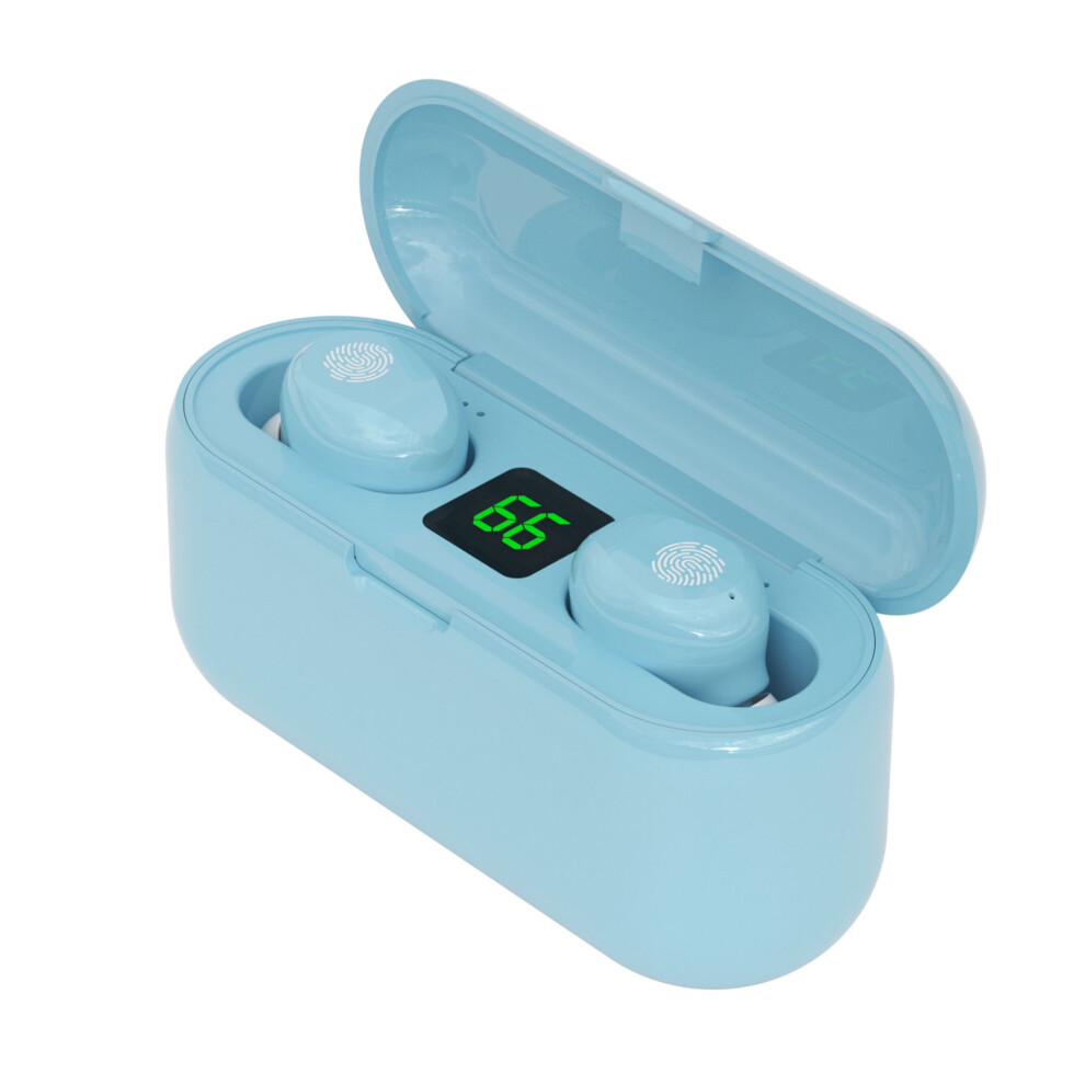 (A-F9blue) F9 Wireless Headphones Tws Bluetooth Earphones 5.1 Handfree 9D Stereo Sports Wireless Earbuds Waterproof Noise Reduction Headset 4851205058541