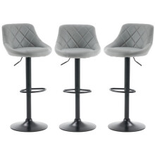 Set of 3 Grey CORDOBA Faux Leather Bar Stools, swivel height adjustable