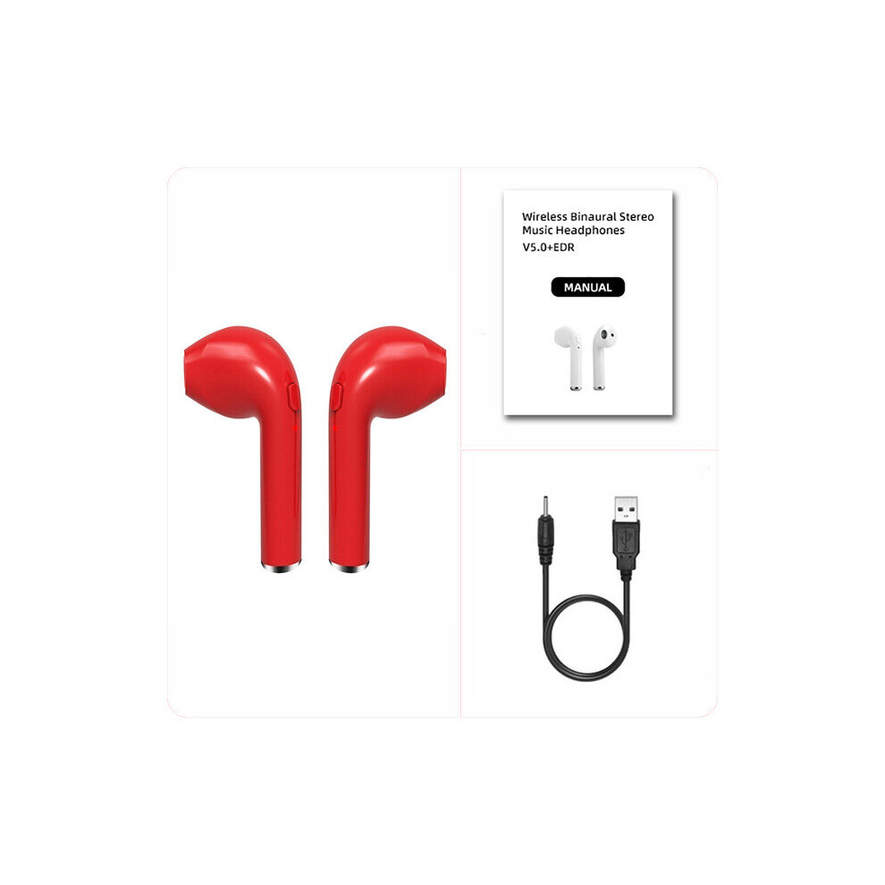 (A-) I7s Tws Bluetooth 5.0 Wireless Headphones Earphones Sport Earbuds Headset With Mic Charging Box Headphones For All Smartphones Red 4851205003565