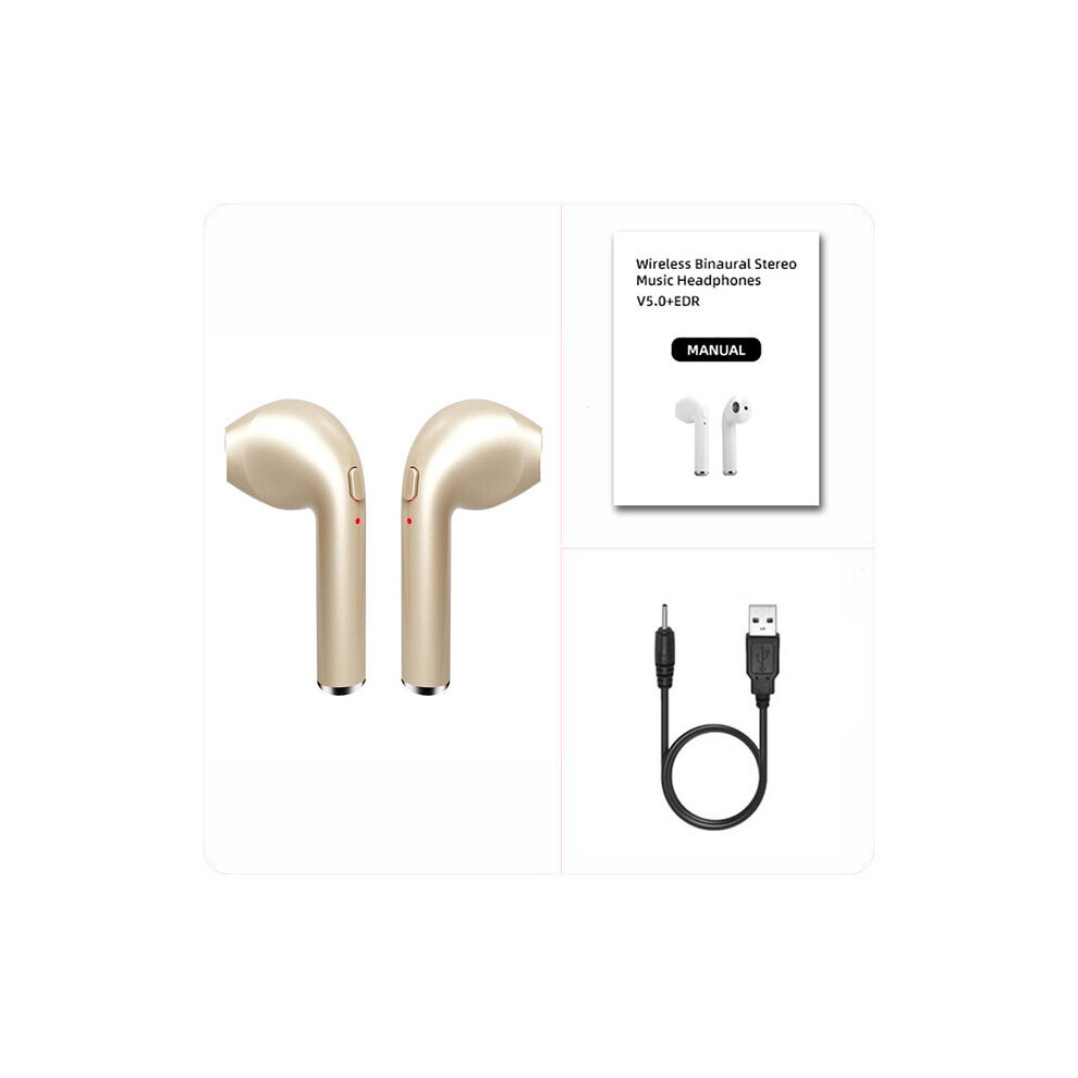 (A-) I7s Tws Bluetooth 5.0 Wireless Headphones Earphones Sport Earbuds Headset With Mic Charging Box Headphones For All Smartphones Gold 4851205003541