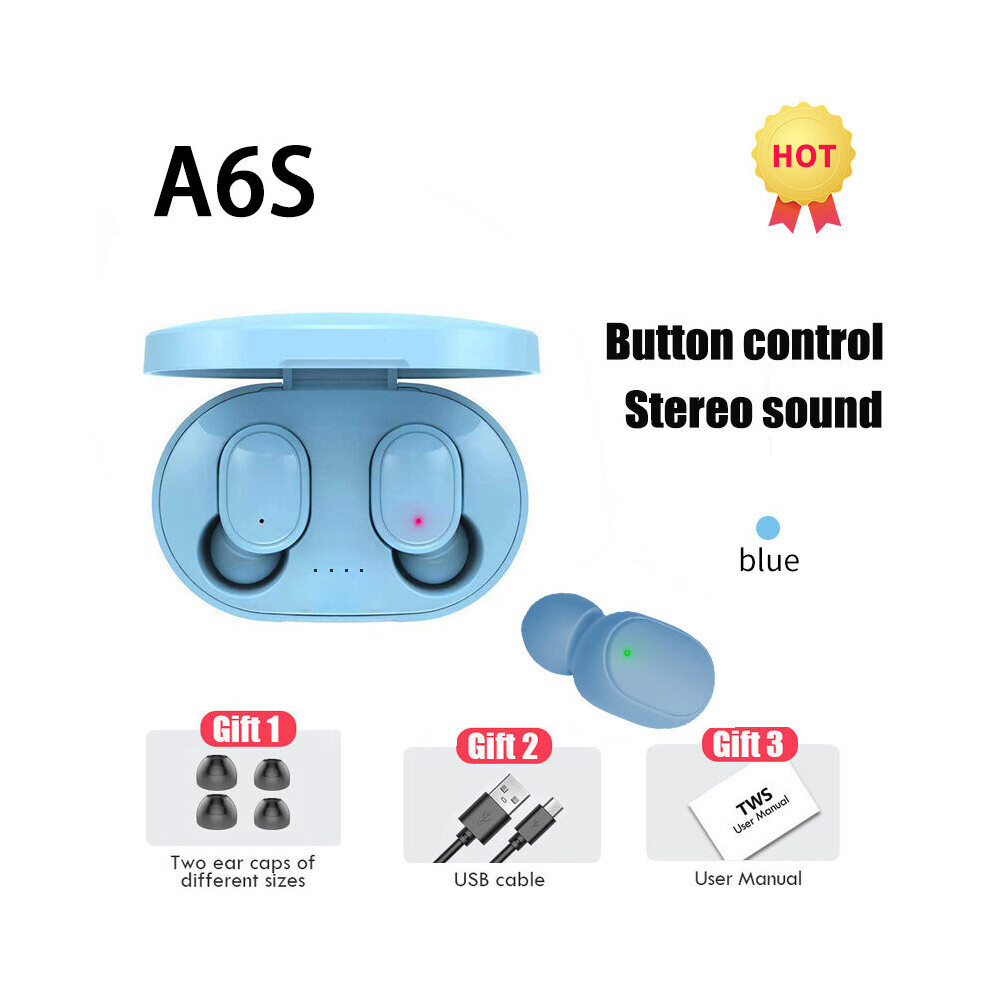 (A- Earbuds) Original A6s Tws Wireless Tooth Headset With Mic Air Pro Earbuds For Xiaomi Noice Cancelling Earphone Tooth Headphones Blue 4853106760769