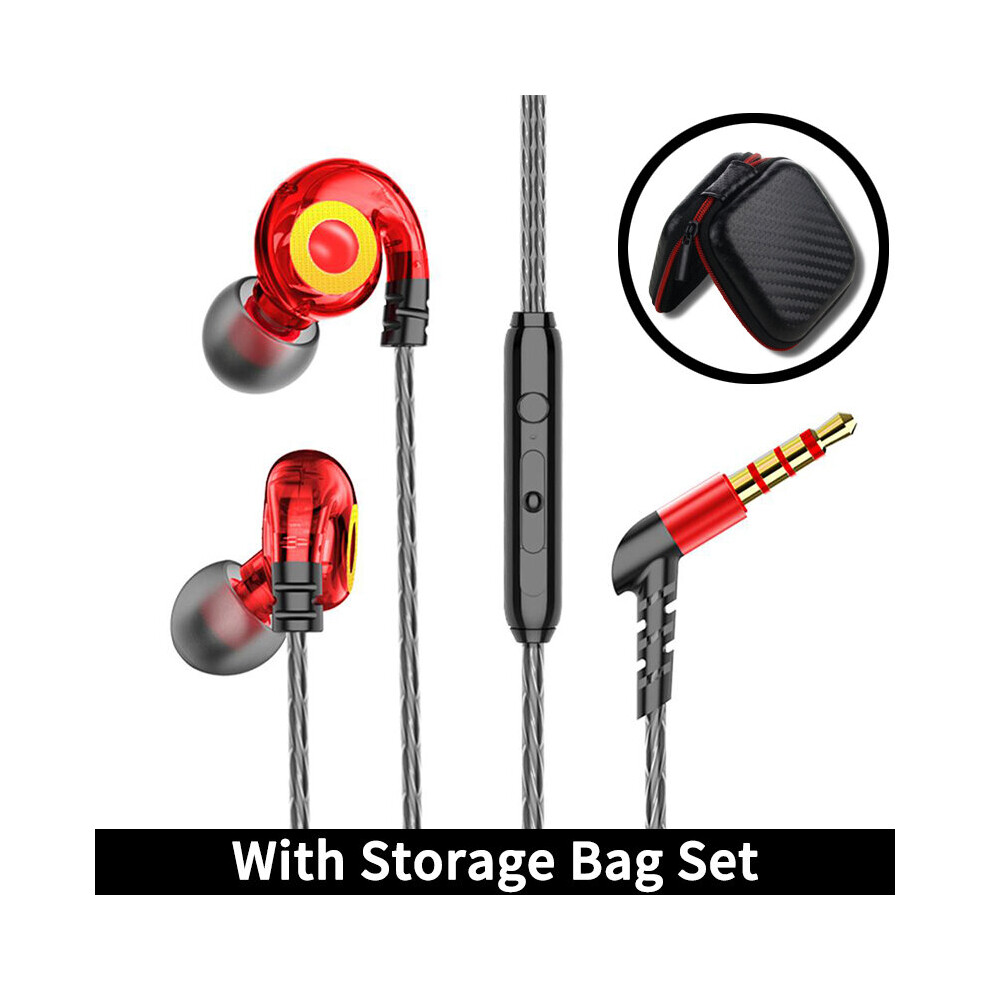 (A- With Bag) Disour Bass Earphones Wi Headset Gamer For Iphone Samsung In Ear Stereo 3.5Mm Noise Canceling Heavy Subwoofer Earbud With Mic Red 4853106764996