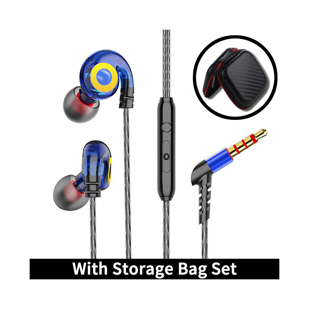 (A- With Bag) Disour Bass Earphones Wired Headset Gamer For Iphone Samsung In Ear Stereo 3.5Mm Noise Canceling Heavy Subwoofer Earbud With Mic Blue 4853106764972