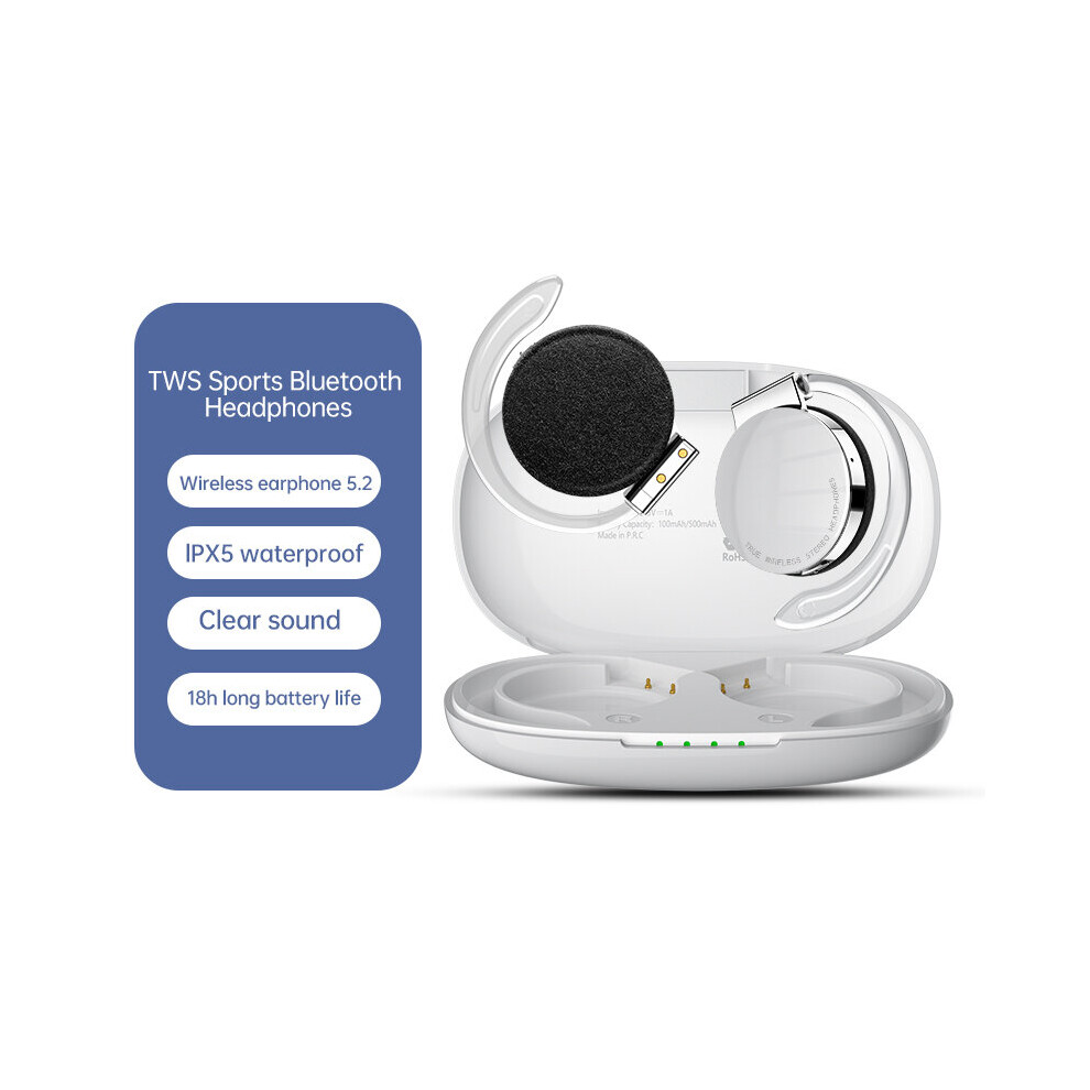 Photos - Headphones  F2 TWS Bluetooth Earphones With Microphones Sport Ear Hook LED Display Wireless  HiFi Stereo Earbuds(a-White)