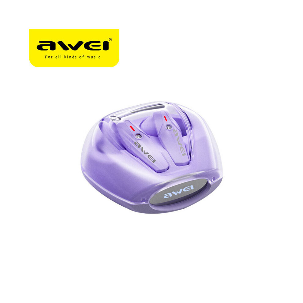 (A-) Awei T25 Wireless Earphones Tws Bluetooth 5.3 Sport Earbuds With Mic In-Ear Headset Dns Noise Reduction Fone Bluetooth Wholesale Purple 4851204996400