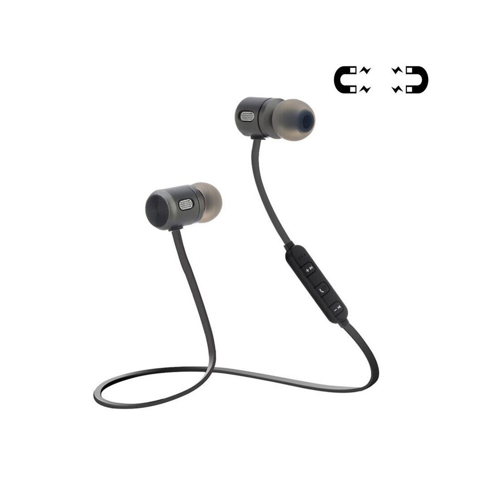 (A-) 2021 V4.2 Bluetooth Earphone Sports Neckband Wireless Earphones Stereo Earbuds Music Metal Headphones With Mic For All Phones Silver 4851205029404