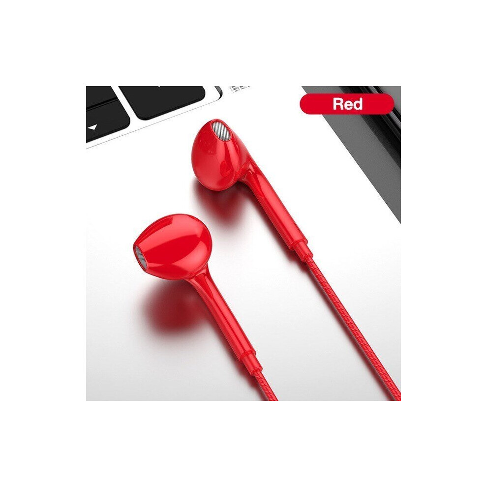 (A-) 3.5Mm Wi Earphone With Bass Earbud Stereo Headphones Music Sport Gaming Headset With Mic For Xiaomi Huawei Handfree Earphone Red 4851204931746