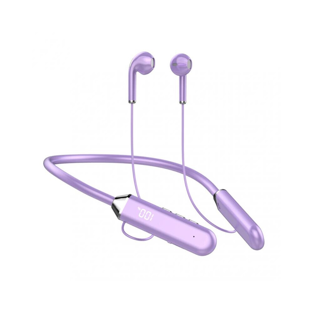 (A-) Wireless Bluetooth 5.2 Earphones Neckband Headphones Led Display Hifi Headset Waterproof Sport Active Noice Cancelling Earbuds Purple 4851205043530