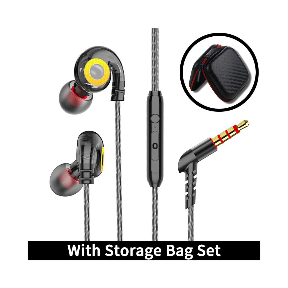 (A- With Bag) Disour Bass Earphones Wired Headset Gamer For Iphone Samsung In Ear Stereo 3.5Mm Noise Canceling Heavy Subwoofer Earbud With Mic Black 4853106764958