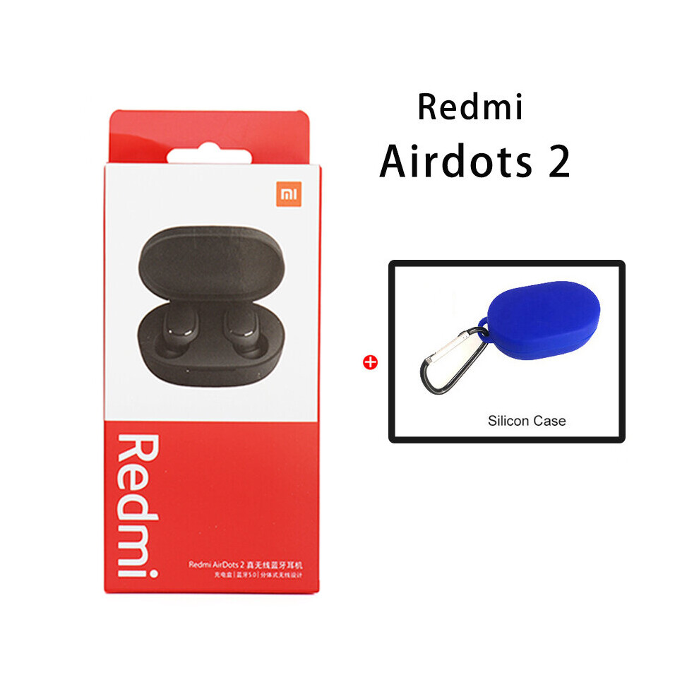 (A-Airdots 2 ) Xiaomi Redmi Airdots 2 Earbuds True Wireless Earphone Tooth 5.0 Headset With Mic Charging Earphone In-Ear Stereo Bass Blue 4851204946153